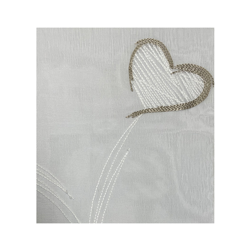 CHANTAL Coppia Tende Finestra Semitrasparenti Bianche Fantasia Shabby Chic con cuori - 4 colori