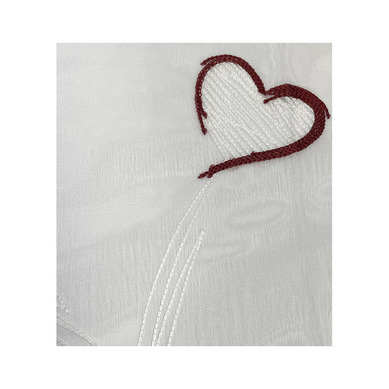 CHANTAL Coppia Tende Finestra Semitrasparenti Bianche Fantasia Shabby Chic con cuori - 4 colori