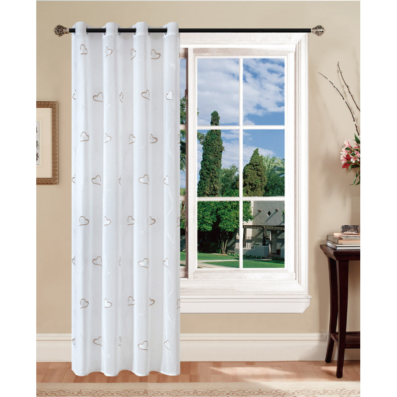 CHANTAL Coppia Tende Finestra Semitrasparenti Bianche Fantasia Shabby Chic con cuori - 4 colori