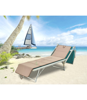 Cuscino per Lettino Materassino Prendisole Pieghevole Trasportabile Salvaspazio Misura Maxi 52x200 TORTORA-MARRONE