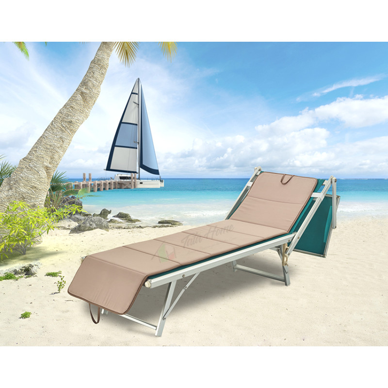 Cuscino per Lettino Materassino Prendisole Pieghevole Trasportabile Salvaspazio Misura Maxi 52x200 TORTORA-MARRONE