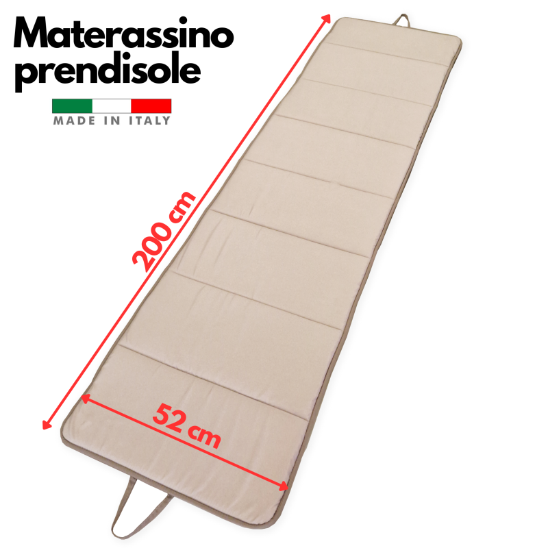 Cuscino per Lettino Materassino Prendisole Pieghevole Trasportabile Salvaspazio Misura Maxi 52x200 TORTORA-MARRONE