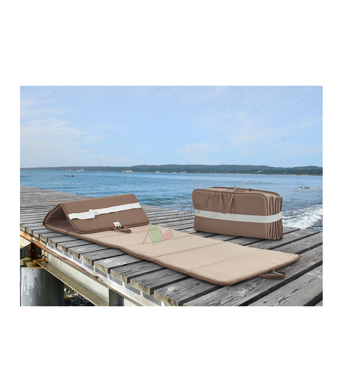 Cuscino per Lettino Materassino Prendisole Pieghevole Trasportabile Salvaspazio Misura Maxi 52x200 BLU-AVIO