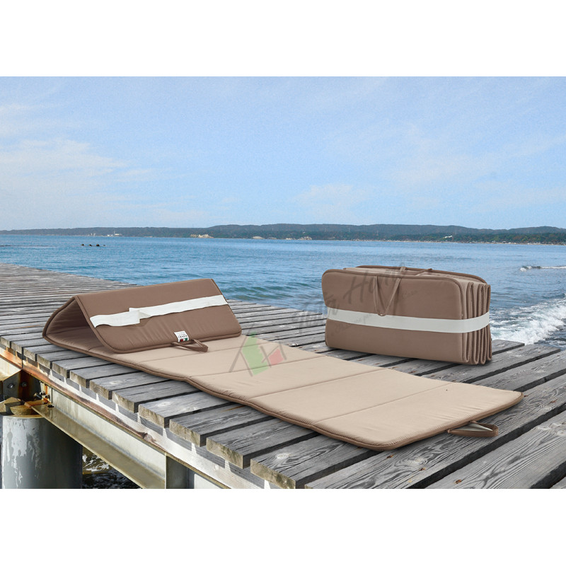 Cuscino per Lettino Materassino Prendisole Pieghevole Trasportabile Salvaspazio Misura Maxi 52x200 NERO-GRIGIO