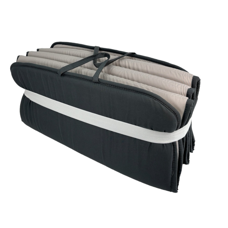 Cuscino per Lettino Materassino Prendisole Pieghevole Trasportabile Salvaspazio Misura Maxi 52x200 NERO-GRIGIO