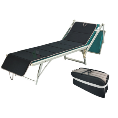 Cuscino per Lettino Materassino Prendisole Pieghevole Trasportabile Salvaspazio Misura Maxi 52x200 NERO-GRIGIO