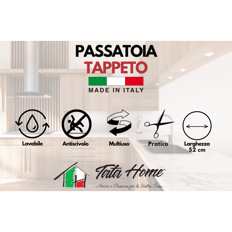 Passatoia Tappeto da Cucina Antiscivolo Lavabile Flessibile Dis. 77 cuori shabby