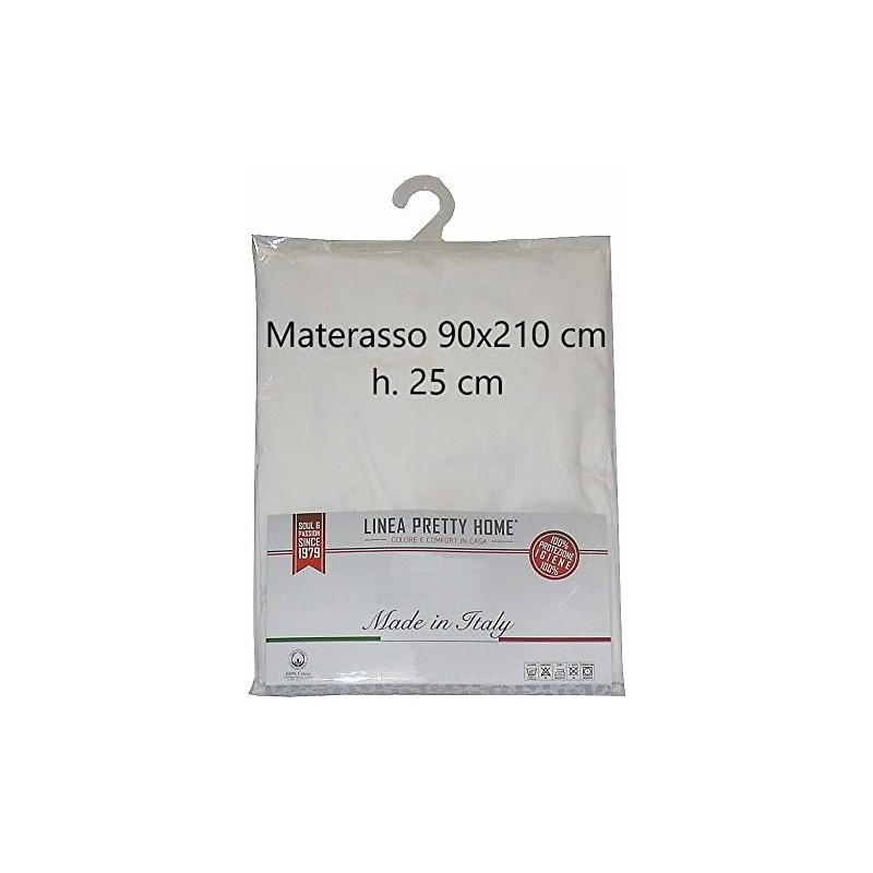 Coprimaterasso SINGOLO 90X210 cm in Cotone Sanforizzato Misura Maxi Made in Italy Mod. Carson