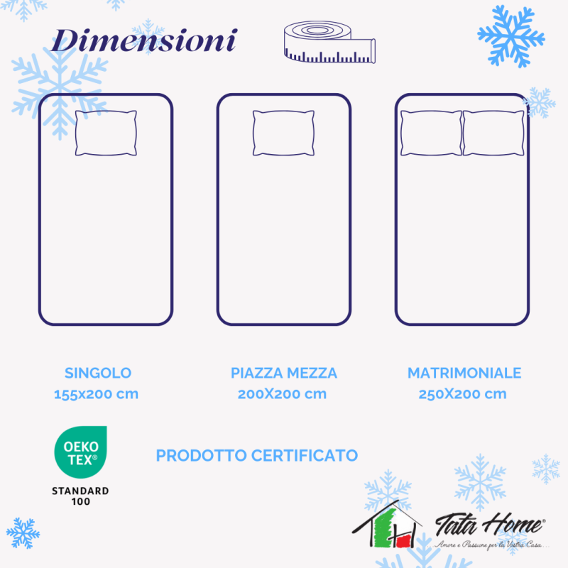 Piumino Winter 50% piumino d'oca e 50% Piumette disponibile in 3 misurazioni : singolo, piazza e mezza, matrimoniale.