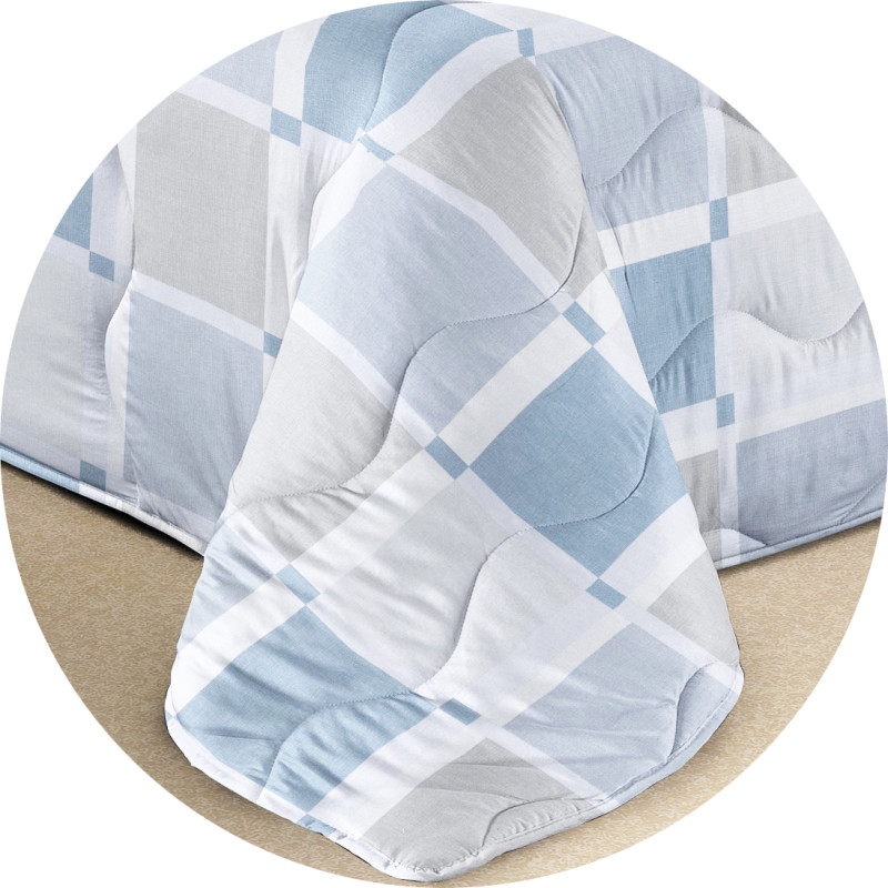 TORONTO Trapunta Invernale 300 gr/mq Fantasia Geometrica a Quadri Made in Italy Colore Petrolio Ottanio