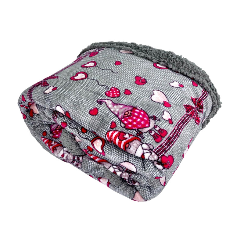 CUORI ROSSI Plaid Divano Coperta Letto in caldo e morbido Pile da 340 gr mq con Retro Agnellato