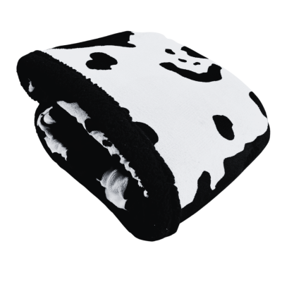 MUCCA NERA Plaid Divano Coperta Letto in caldo e morbido Pile da 340 gr mq con Retro Agnellato
