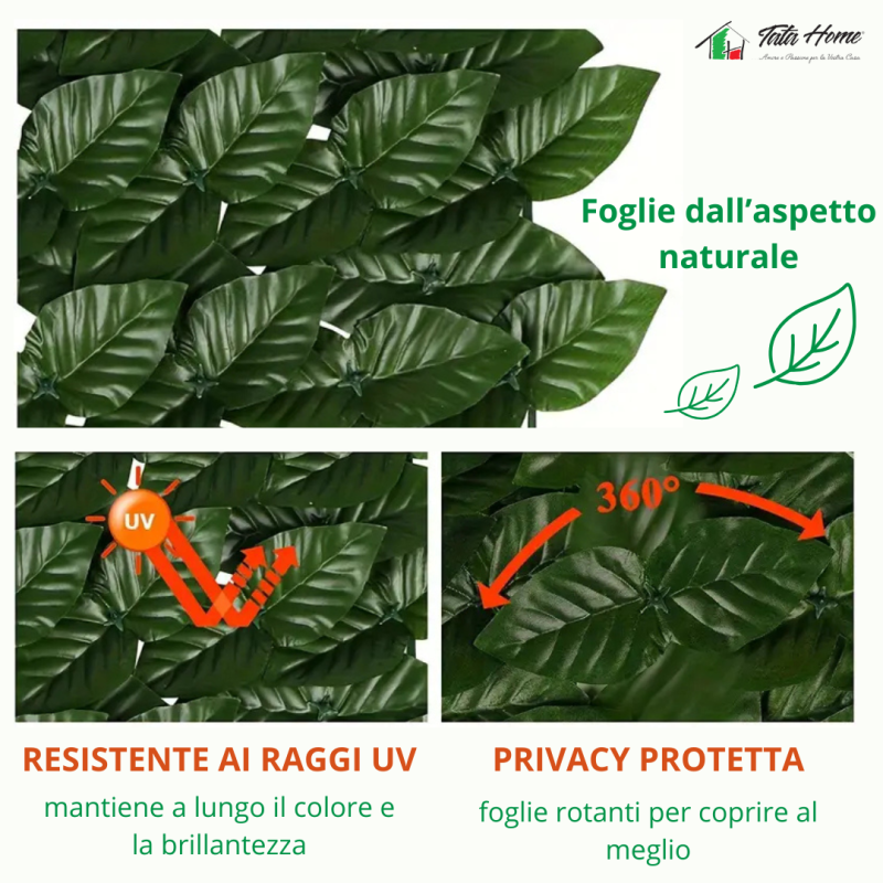 Siepe Finta Artificiale con Foglie CopriRinghiera Verde Recinzione Giardino Siepe Sintetica Balcone