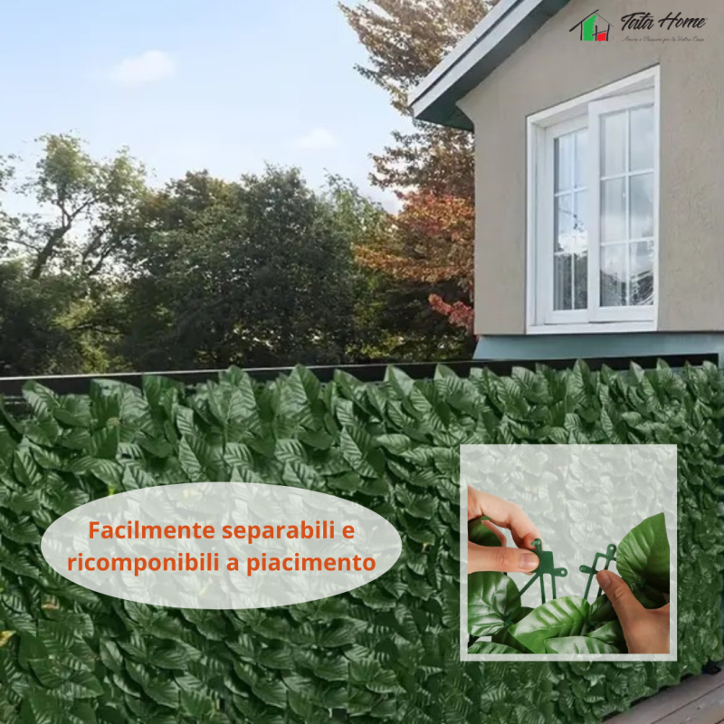 Siepe Finta Artificiale con Foglie CopriRinghiera Verde Recinzione Giardino Siepe Sintetica Balcone