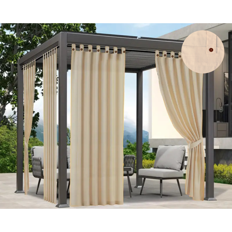 Tenda Gazebo per Esterno Misura 160x270 cm con Passanti e Bottoni Colore Panna
