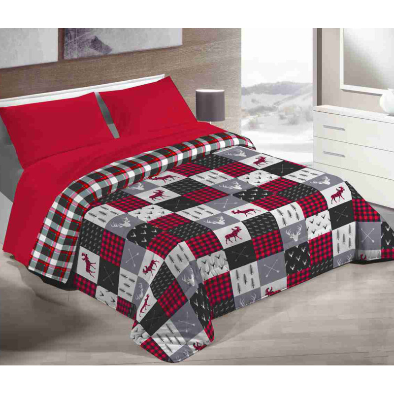 Trapunta Invernale in Calda Morbida Microfibra Piumone Piumino Autunno Inverno Coperta Letto Trapuntata Fantasia Tirolese