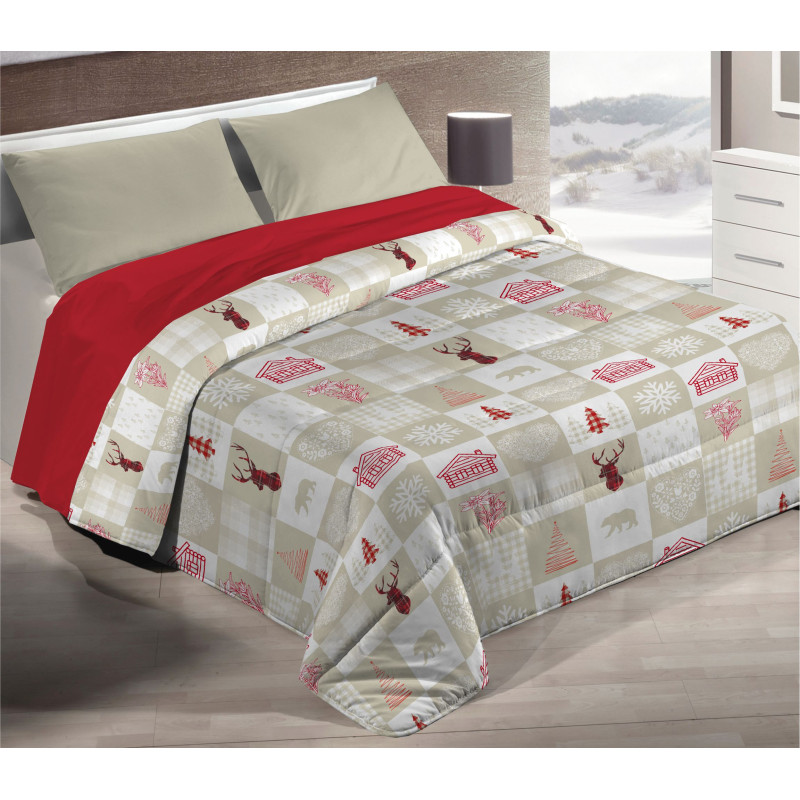 Trapunta Invernale in Calda Morbida Microfibra Piumone Piumino Autunno Inverno Coperta Letto Trapuntata Fantasia Tirolese