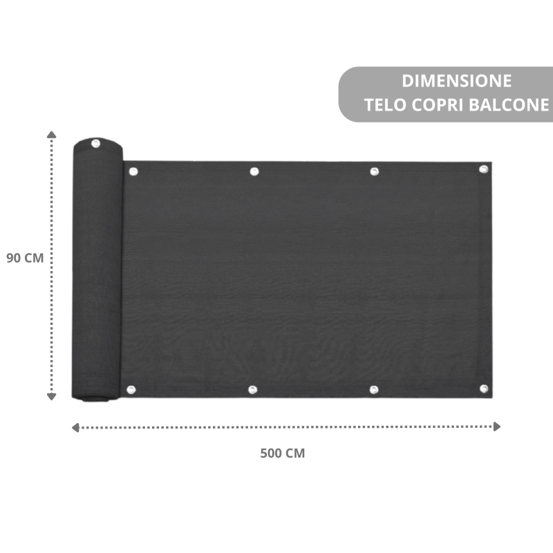 Telo copribalcone frangivista parasole 90x500 cm 4 Colori Mod. Balcony