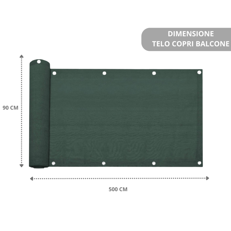Telo copribalcone frangivista parasole 90x500 cm 4 Colori Mod. Balcony