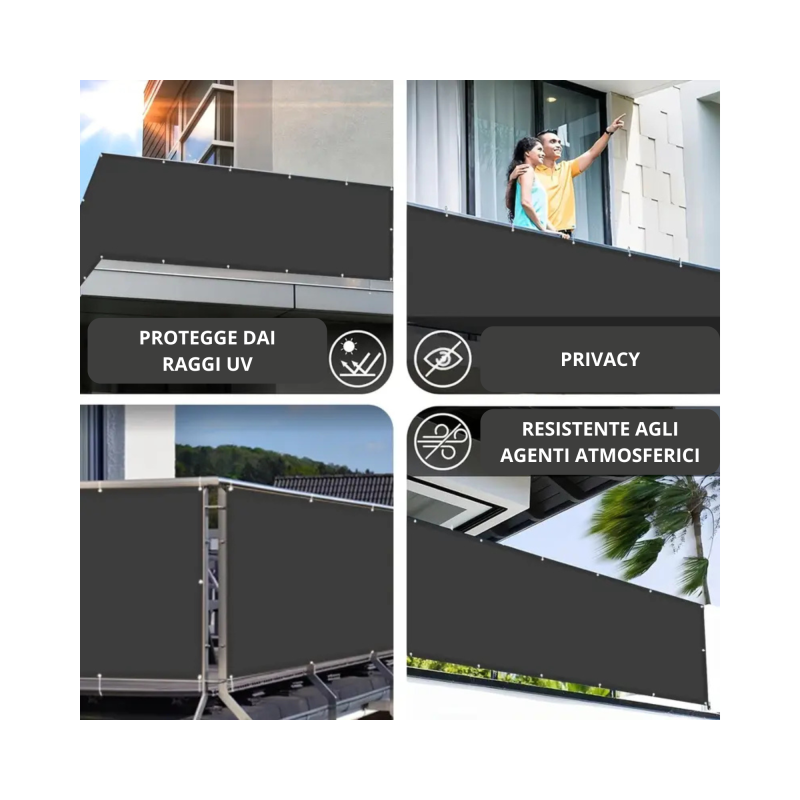 Telo copribalcone frangivista parasole 90x500 cm 4 Colori Mod. Balcony