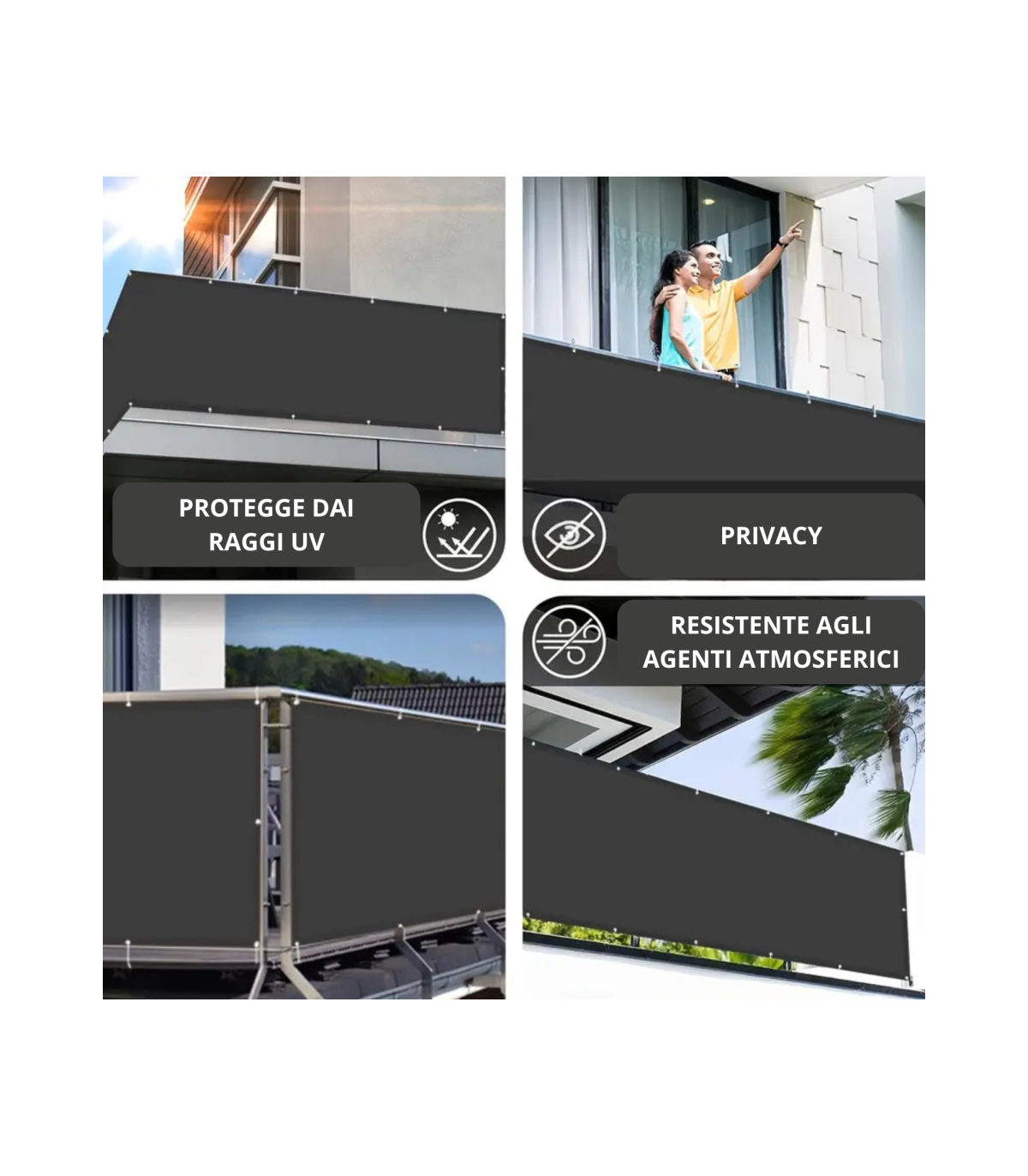 Telo copribalcone frangivista parasole 90x500 cm 4 Colori Mod. Balcony