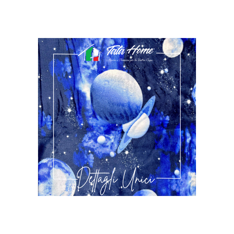 MOON Plaid Divano Coperta Letto in caldo e morbido Pile da 340 gr mq con Retro Agnellato Luna e Stelline