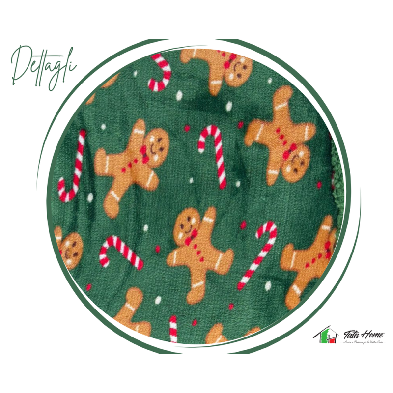 GINGER VERDE Plaid Divano Coperta Letto in caldo e morbido Pile da 340 gr mq con Retro Agnellato