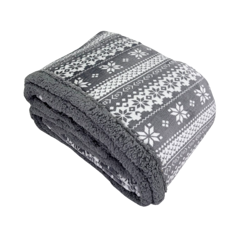 LAPPONIA GRIGIO Plaid Divano Coperta Letto in caldo e morbido Pile da 340 gr mq con Retro Agnellato