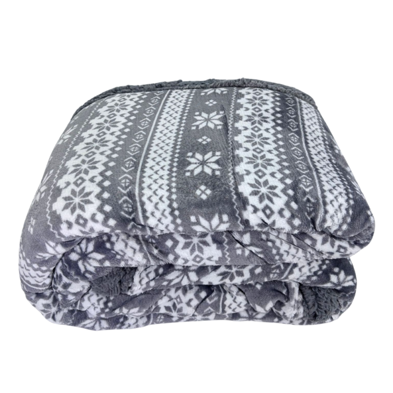 LAPPONIA GRIGIO Plaid Divano Coperta Letto in caldo e morbido Pile da 340 gr mq con Retro Agnellato