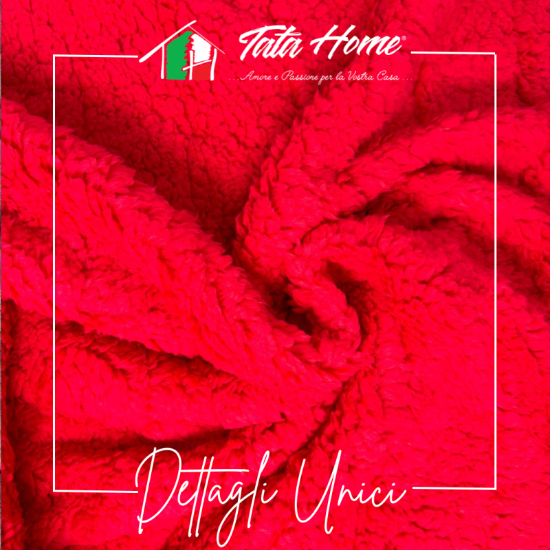 SCOZZESE ROSSO Plaid Divano Coperta Letto in caldo e morbido Pile da 340 gr mq con Retro Agnellato