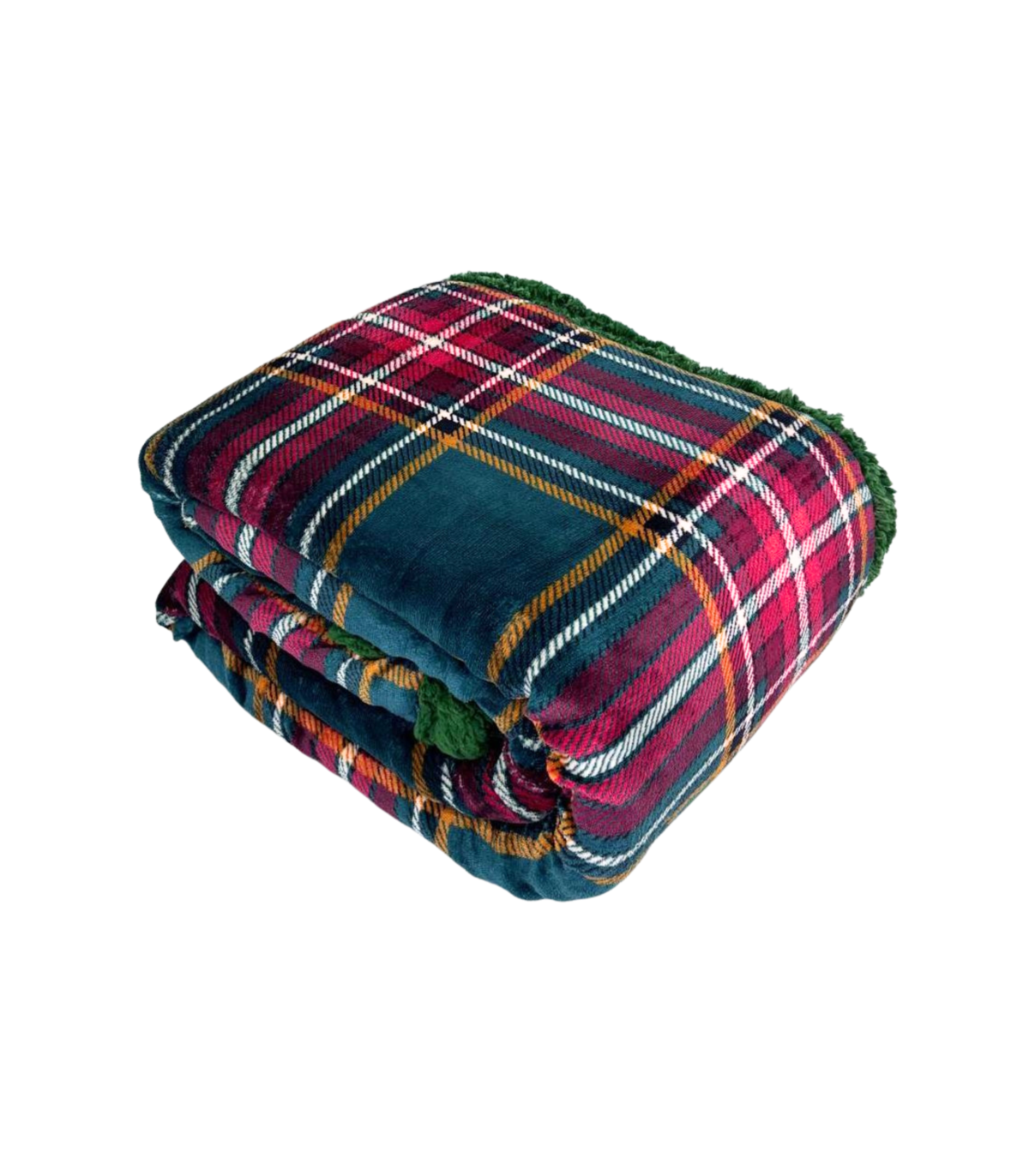 SCOZZESE VERDE Plaid Divano Coperta Letto in caldo e morbido Pile da 340 gr mq con Retro Agnellato