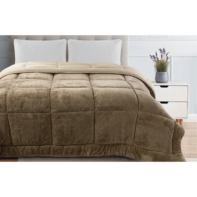 Trapunta Invernale MATRIMONIALE 260x260 cm  in Tessuto Flannel Effetto Velluto HEIDI 3 Colori