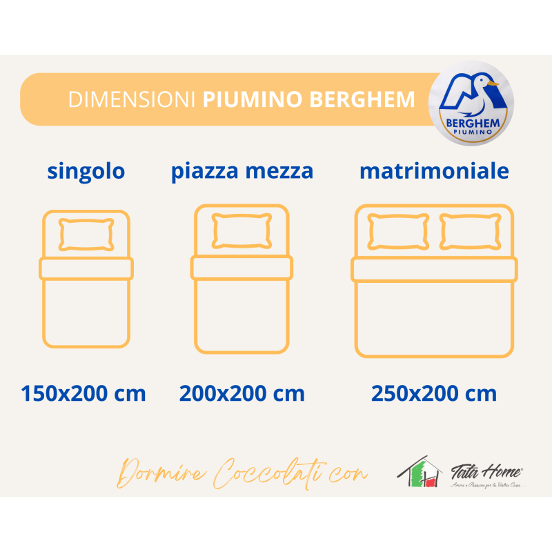 Piumino Winter in piumino d'oca al 50% e 50% Piumette disponibile in 3 misurazioni : singolo, piazza e mezza, matrimoniale.