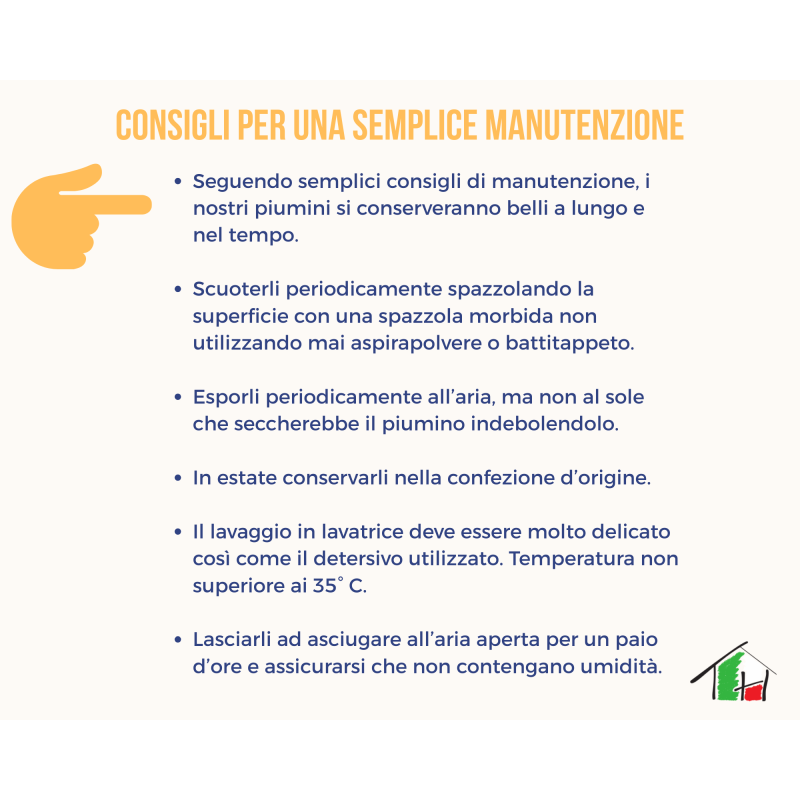 Piumino Winter in piumino d'oca al 50% e 50% Piumette disponibile in 3 misurazioni : singolo, piazza e mezza, matrimoniale.