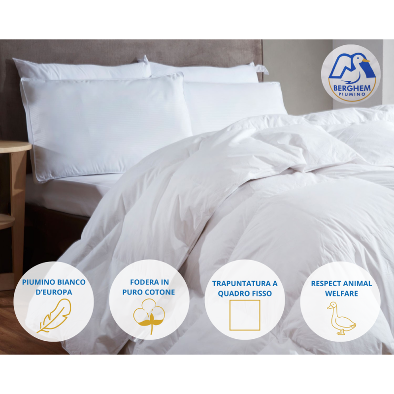 Piumino Winter in piumino d'oca al 50% e 50% Piumette disponibile in 3 misurazioni : singolo, piazza e mezza, matrimoniale.
