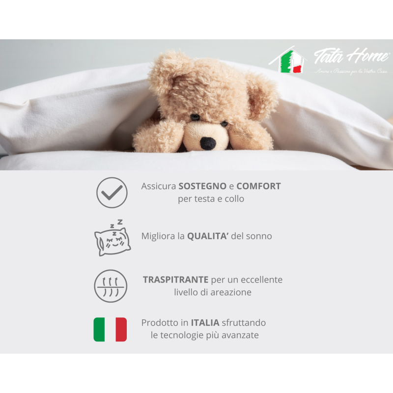 Guanciale Baby Nanna cm 30X40 alto 4 cm Traspirante Antisoffocamento Made in Italy
