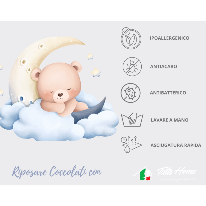 Guanciale Baby Nanna cm 30X40 alto 4 cm Traspirante Antisoffocamento Made in Italy