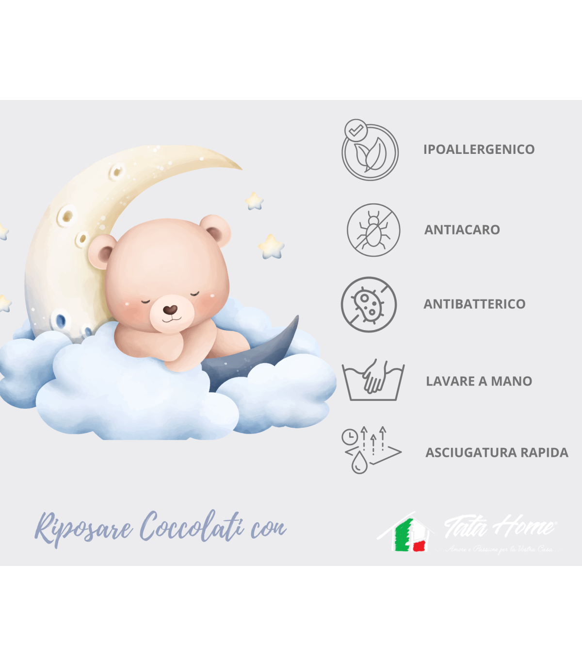 Guanciale Baby Nanna cm 30X40 alto 4 cm Traspirante Antisoffocamento Made in Italy