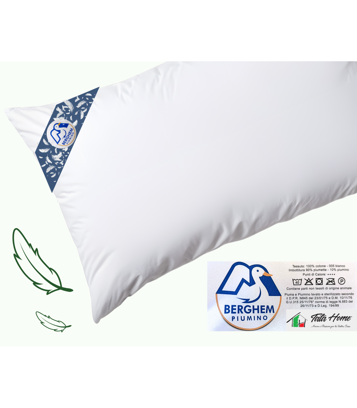 Guanciale cm 50X80 altezza 13 cm in Vera Piuma MOD. BERGHEM