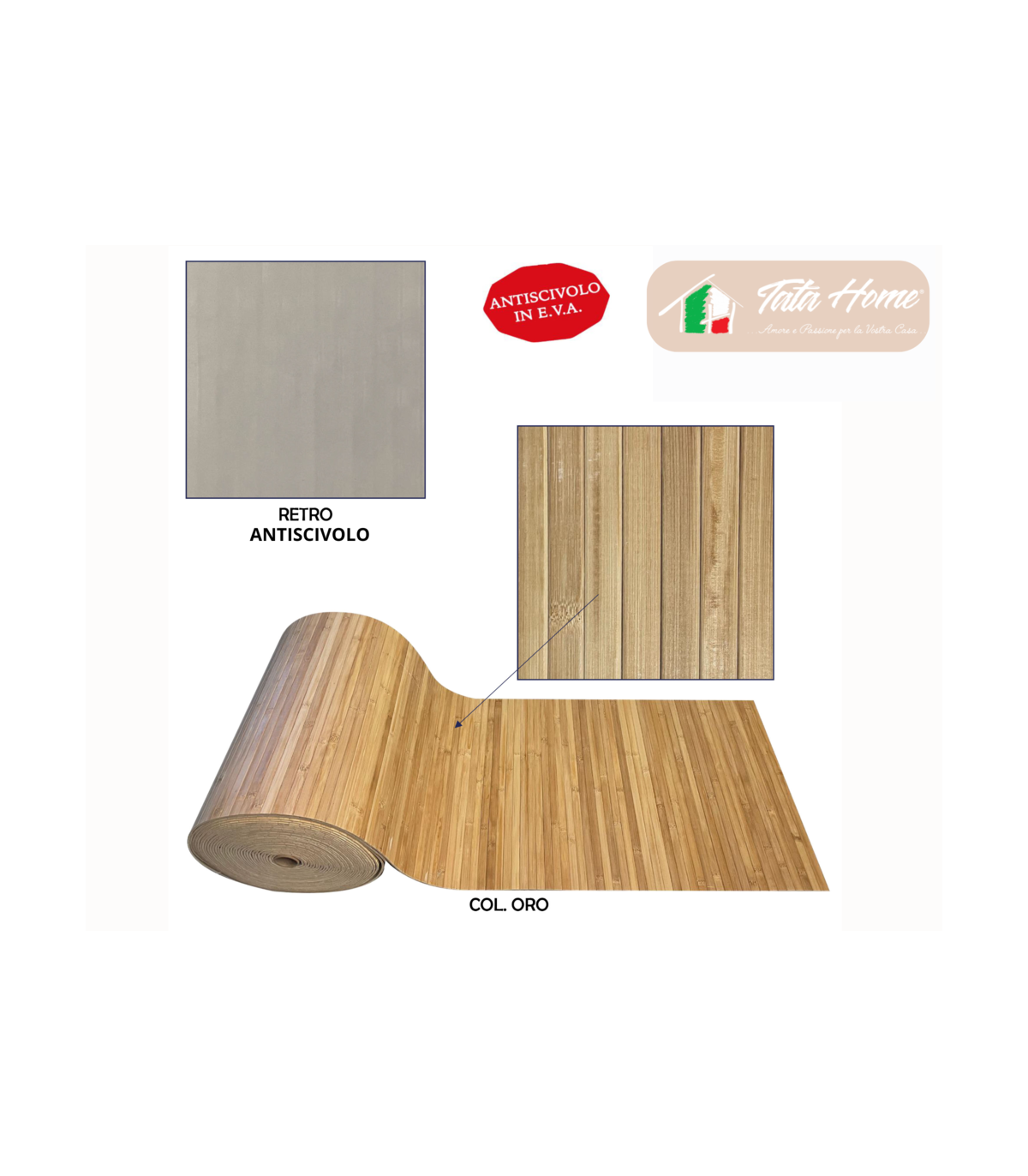 Passatoia Tappeto Runner da Cucina Fronte in Poliestere e Retro