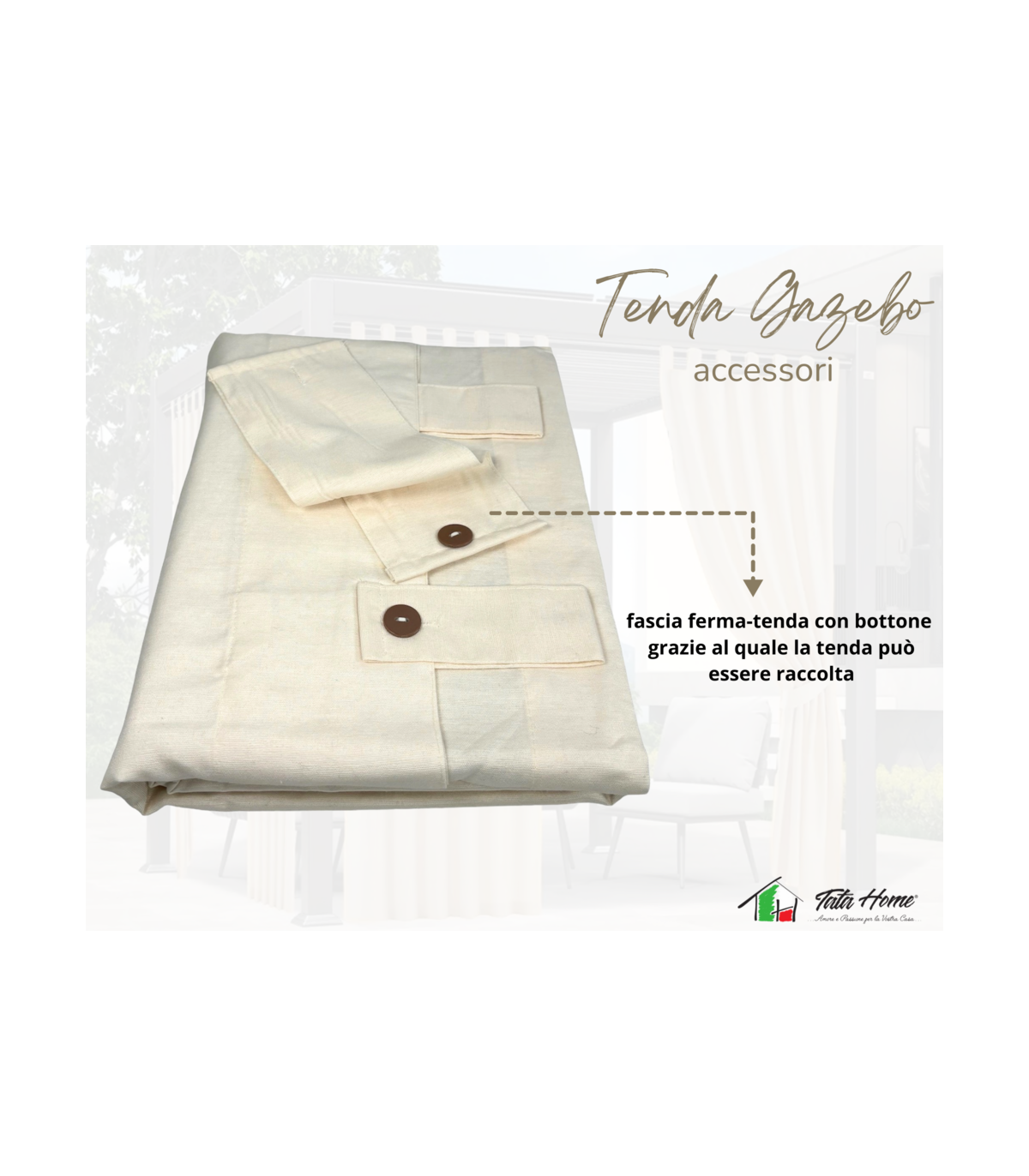 Tenda Gazebo per Esterno Misura 160x270 cm con Passanti e Bottoni Colore GRIGIO