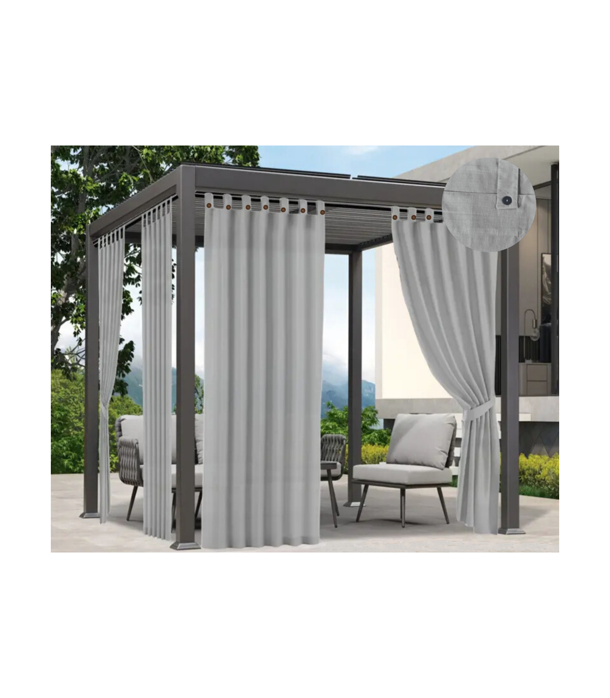 Tenda Gazebo per Esterno Misura 160x270 cm con Passanti e Bottoni Colore GRIGIO