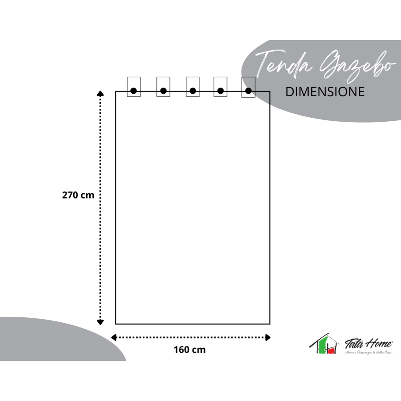 Tenda Gazebo per Esterno Misura 160x270 cm con Passanti e Bottoni Colore GRIGIO