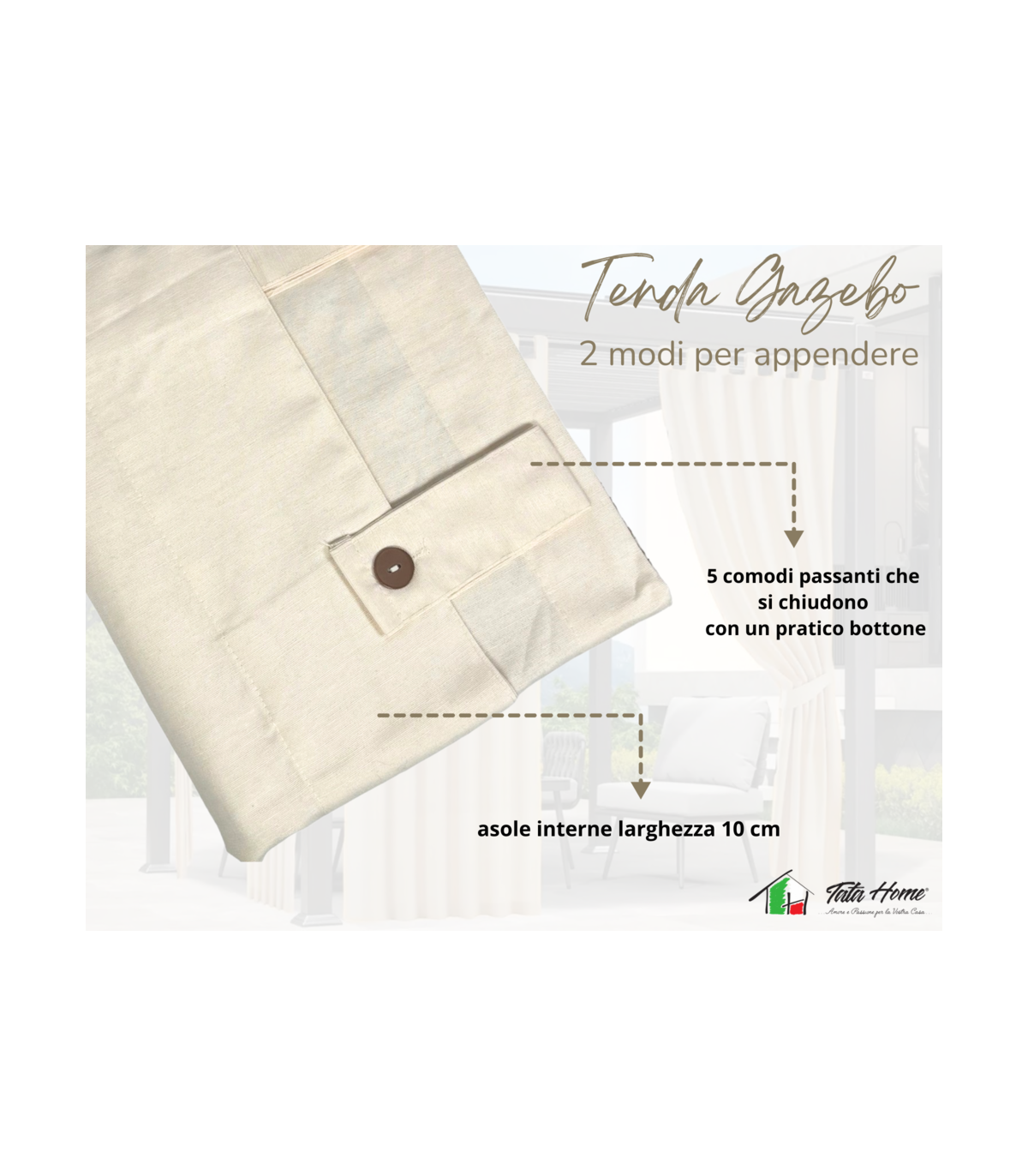 Tenda Gazebo per Esterno Misura 160x270 cm con Passanti e Bottoni Colore GRIGIO SCURO