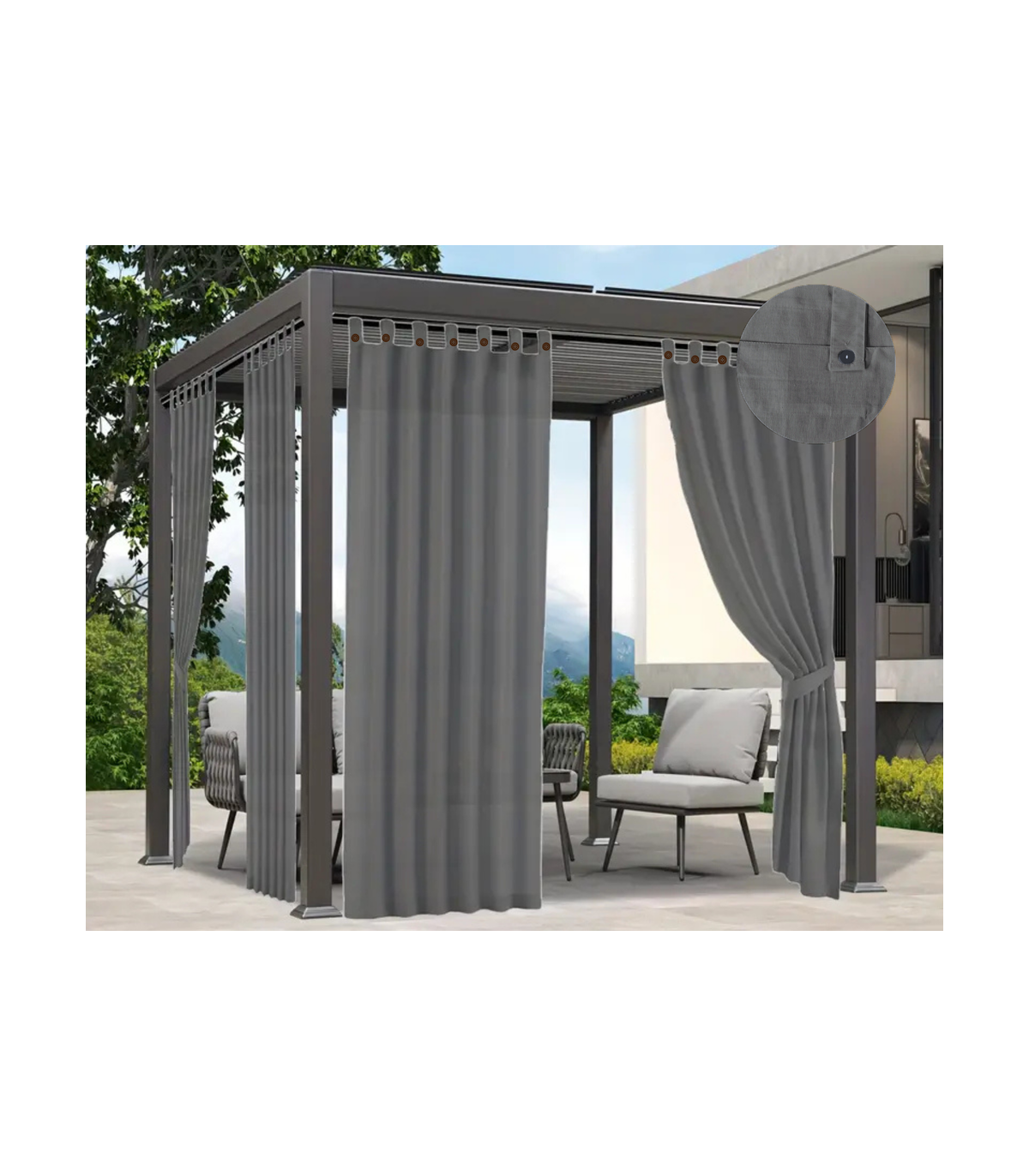 Tenda Gazebo per Esterno Misura 160x270 cm con Passanti e Bottoni Colore GRIGIO SCURO