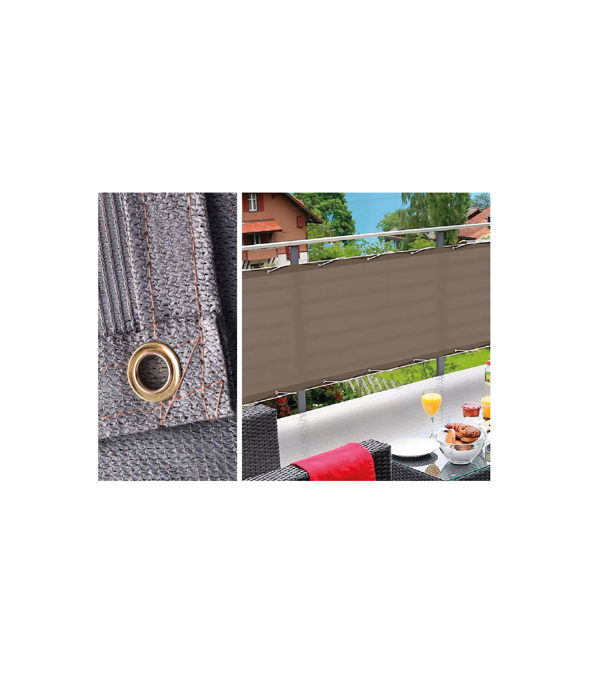 Telo copribalcone frangivista parasole 90x500 cm 5 Colori CON CORDA