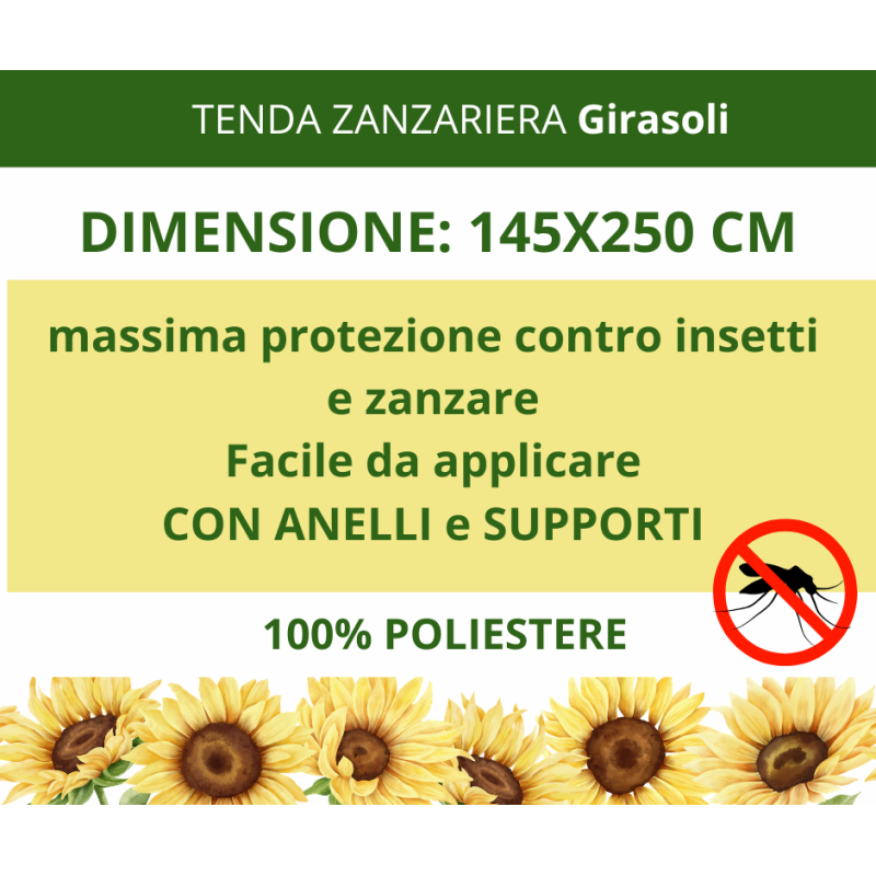 Tenda Zanzariera Beige Antimosche Poliestere misura 150x250 cm Dis. 3 GIRASOLI