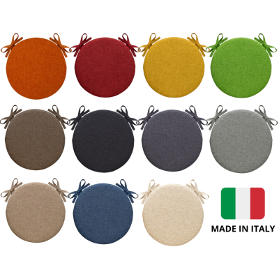SET 4 PEZZI Cuscini Sedia Rotondi con Laccetti Diametro 40 cm Spessore 3 cm Mod. BILLY