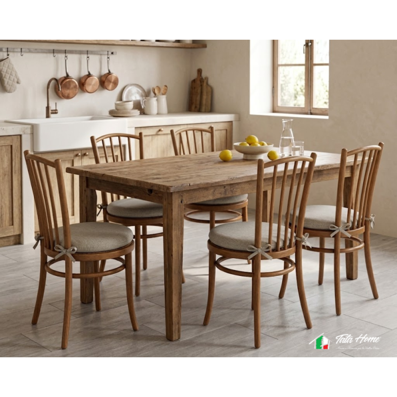 SET 4 PEZZI Cuscini Sedia Rotondi con Laccetti Diametro 40 cm Spessore 3 cm Mod. BILLY