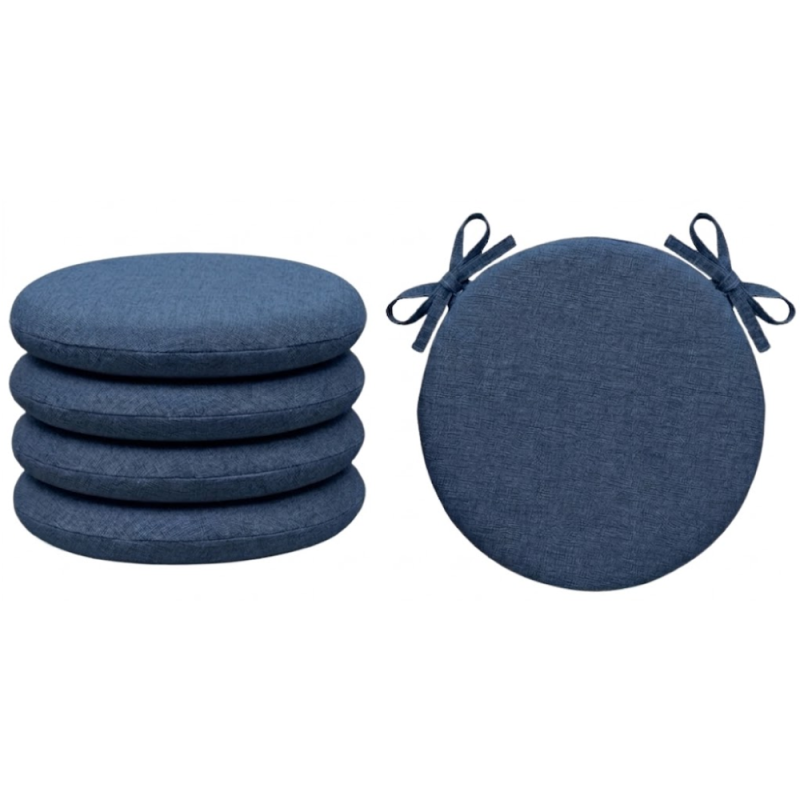 SET 4 PEZZI Cuscini Sedia Rotondi con Laccetti Diametro 40 cm Spessore 3 cm Mod. BILLY